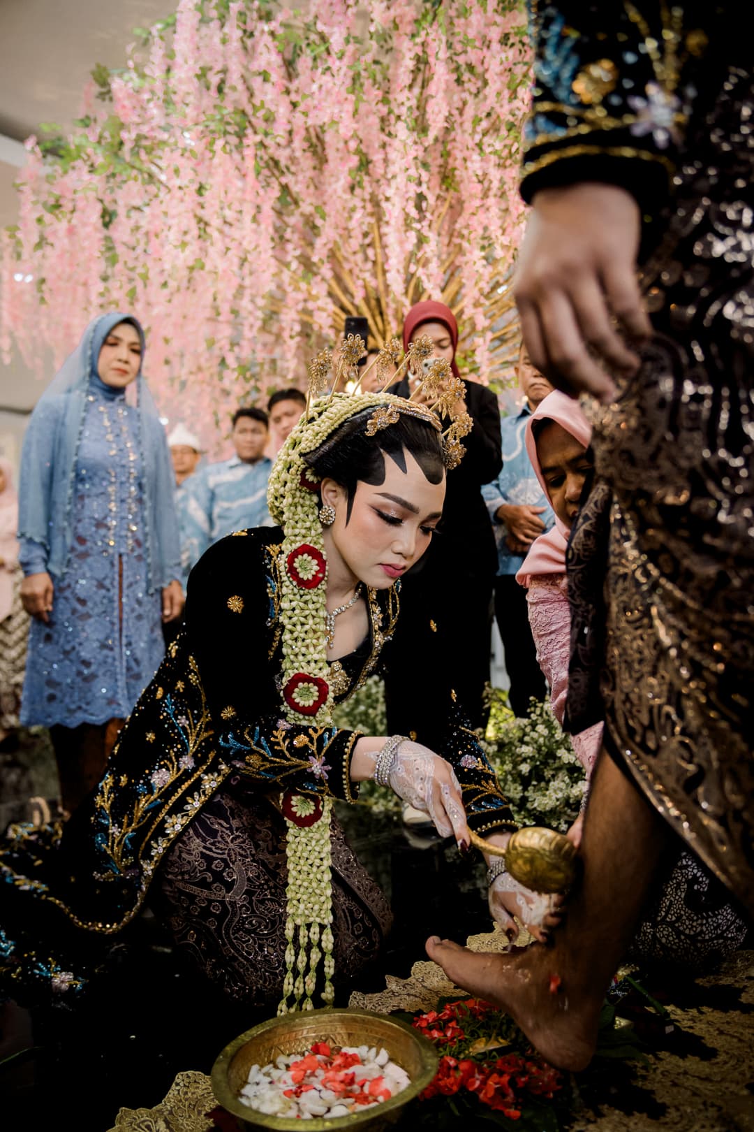 Ethereal wedding ceremony portrait with elegant lighting